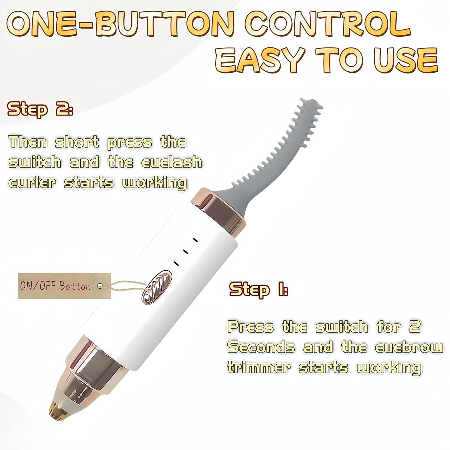 2025 Upgraded Heated Eyelash Curler - 2-in-1 USB Rechargeable Electric Eyelash Curler & Eyebrow Trimmer, Fast Heating in 6s, Anti-Burn Design, 24H Long-Lasting Effect, Perfect Gift for Women (White)