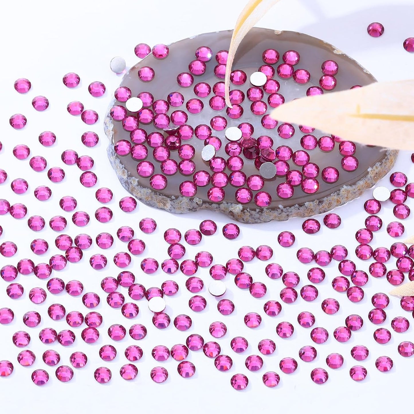 Fuchsia Flatback Rhinestones, Glass Rhinestones for Nail Art and Craft, Glue Fix, Loose Crystal Gemstones(Fuchsia, SS30, 576pcs, 6.4-6.6mm)