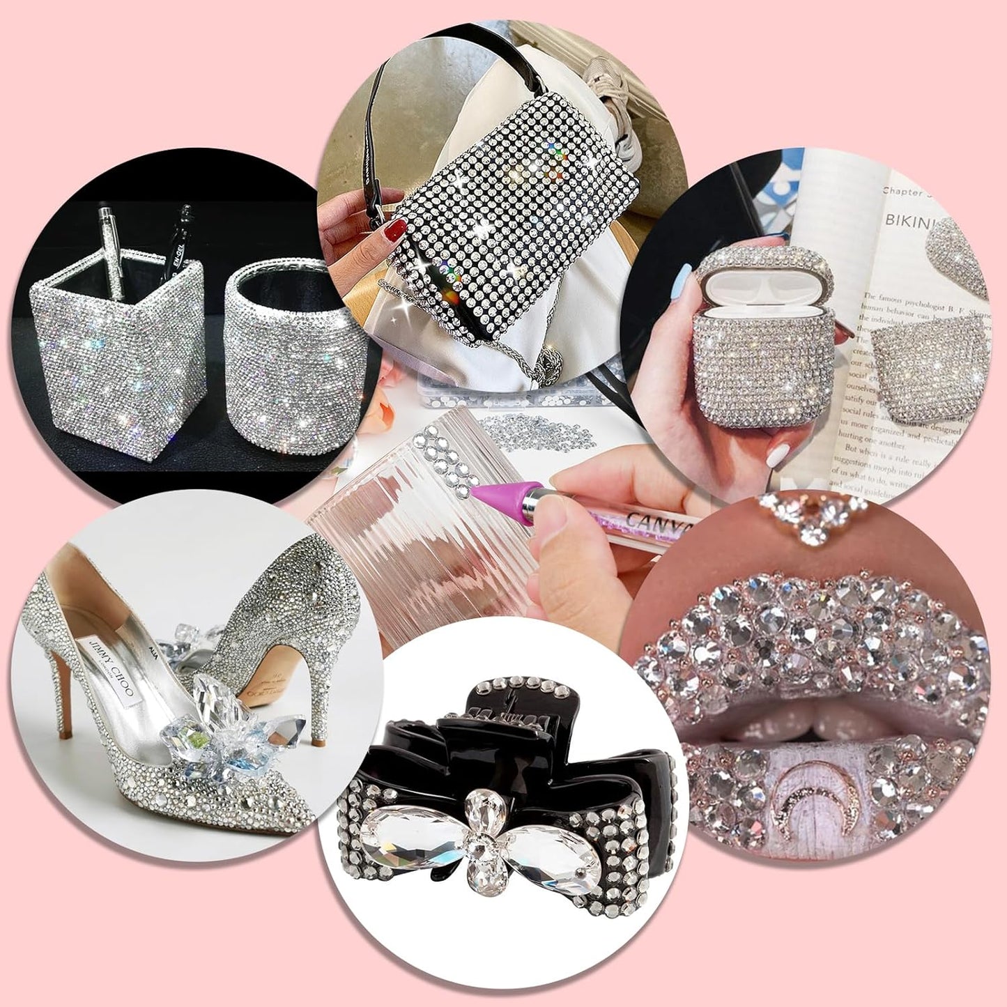 Canvalite 25000Pcs Resin Jelly Rhinestones for Crafting, Clear Flatback Gems, Bedazzling Crystal with 5Pcs 2.5g B7000 Jewelry Glues and Tweezers and Dotting Pen for DIY Crafts Clothing Shoes Nail Art