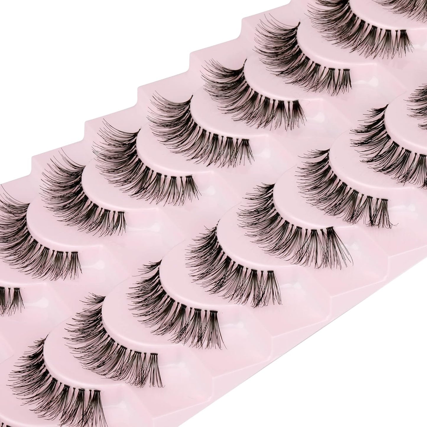 JIMIRE False Eyelashes Cat-Eye Lashes Natural Look Demi-Wispies Faux Mink Lashes Classic Crossed Fake Eyelashes Natural Look (120)