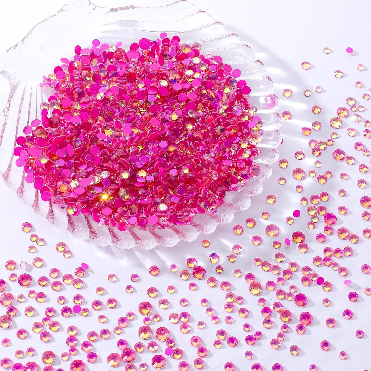 F Rose Flatback Rhinestones, Glass Rhinestones for Nail Art and Craft, Glue Fix, Loose Crystal Gemstones(F Rose, SS12, 1440pcs, 2.9-3.0mm)