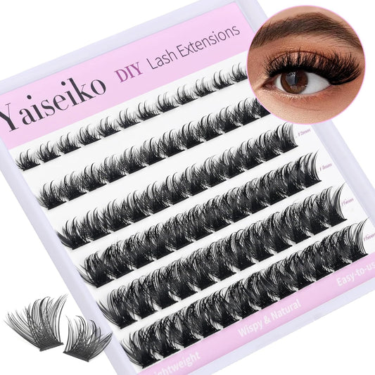 Clusters Lashes 72 PCS Eyelash Clusters D Curl 8-16 Individual Lashes Wispy Volume False Eyelashes DIY Eyelash Extension at Home by Yaiseiko