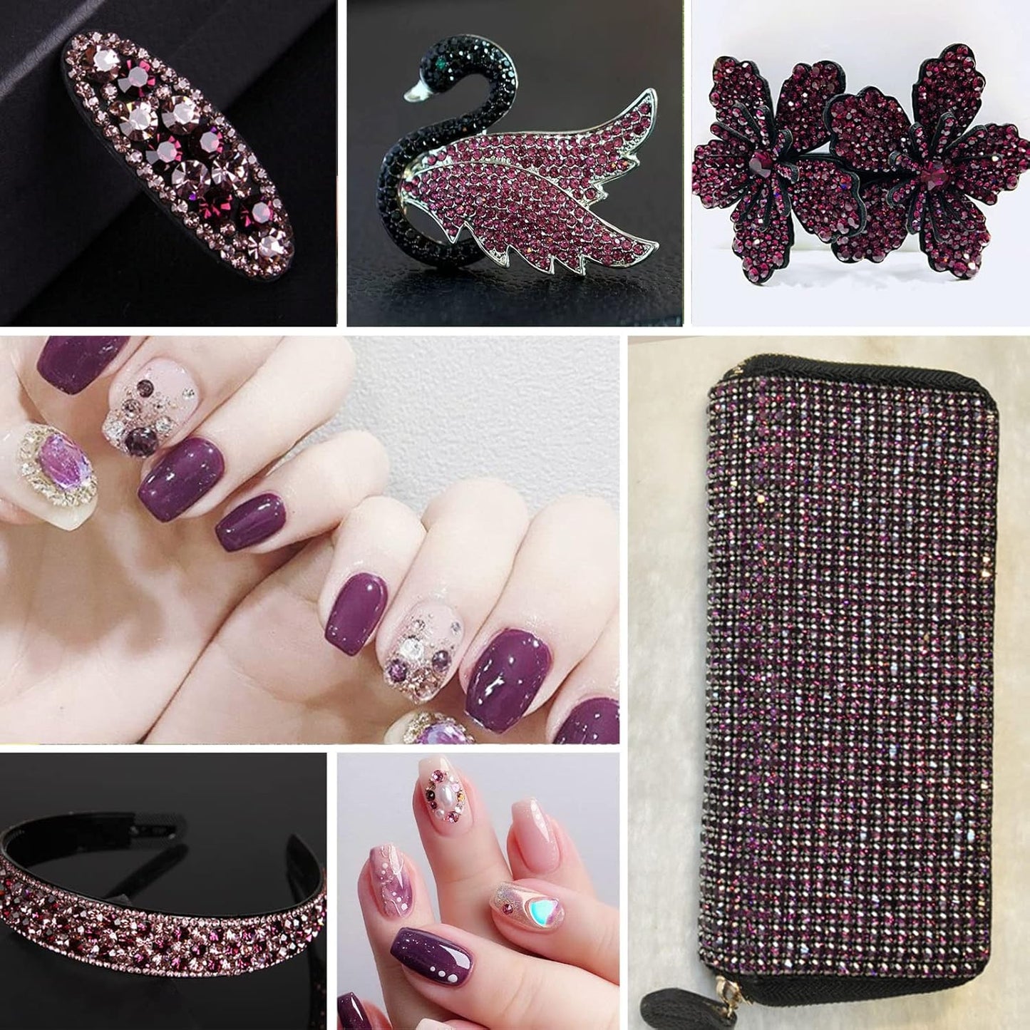 Beadsland 288pcs Flat Back Crystal Rhinestones Round Gems for Nail Art and Craft Glue Fix, Amethyst, SS34,7.1-7.3mm