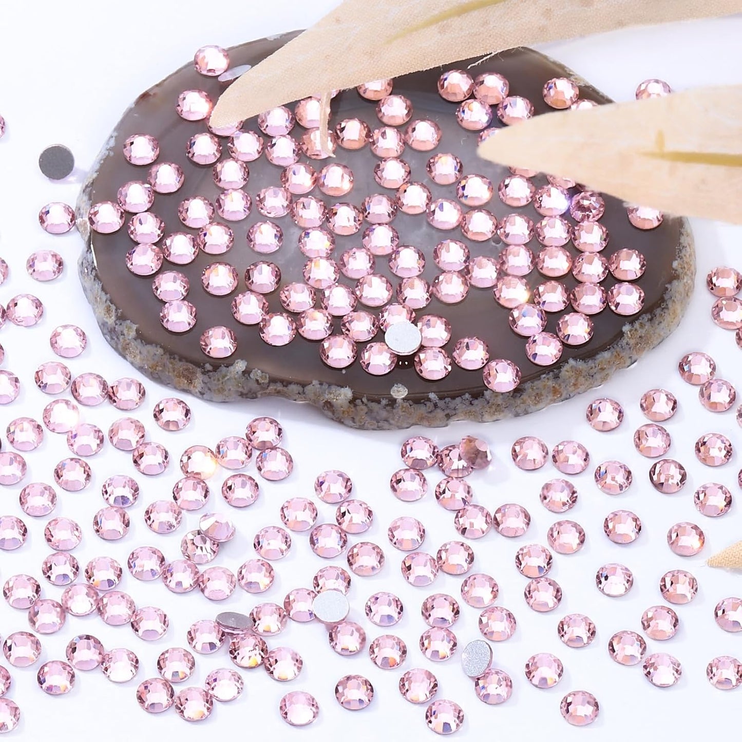Pink Flatback Rhinestones, Glass Rhinestones for Nail Art and Craft, Glue Fix, Loose Crystal Gemstones(Pink, SS20, 2880pcs, 4.6-4.8mm)