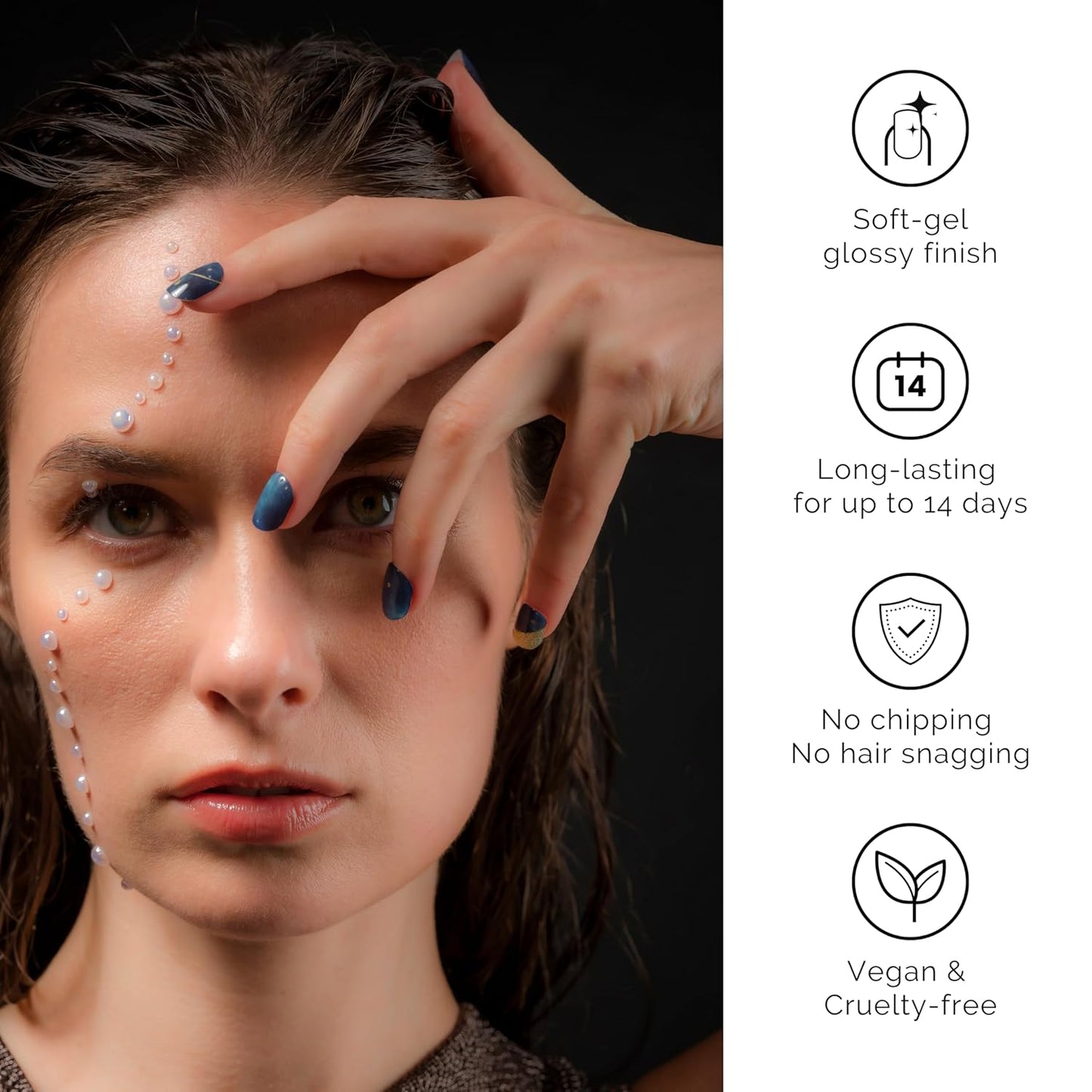 NAILOG Semi Cured Gel Nail Strips 34 pcs| Buy 2 Get 1 UV Lamp | Long Lasting Nail Polish Sticker Wraps with Glossy Gel Finish, Zodiac