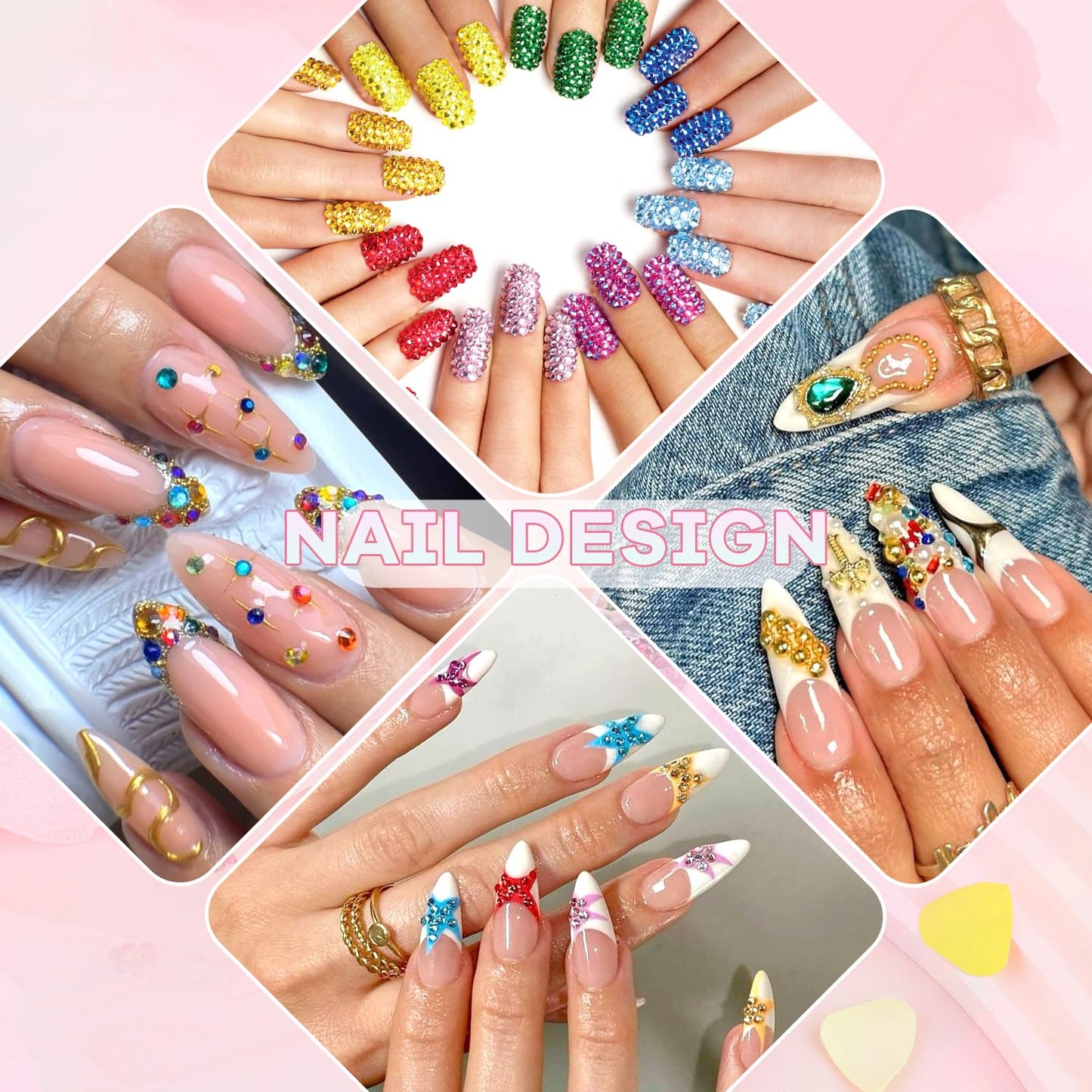 5000Pcs Small Resin Rhinestones for Nail Art with 15ML Nails Rhinestone Glue, Colorful 2/3MM Flatback Bedazzling Gems, Nail Rhinestones and Gems Crystals Charms for Acrylic Tips Manicure Decor