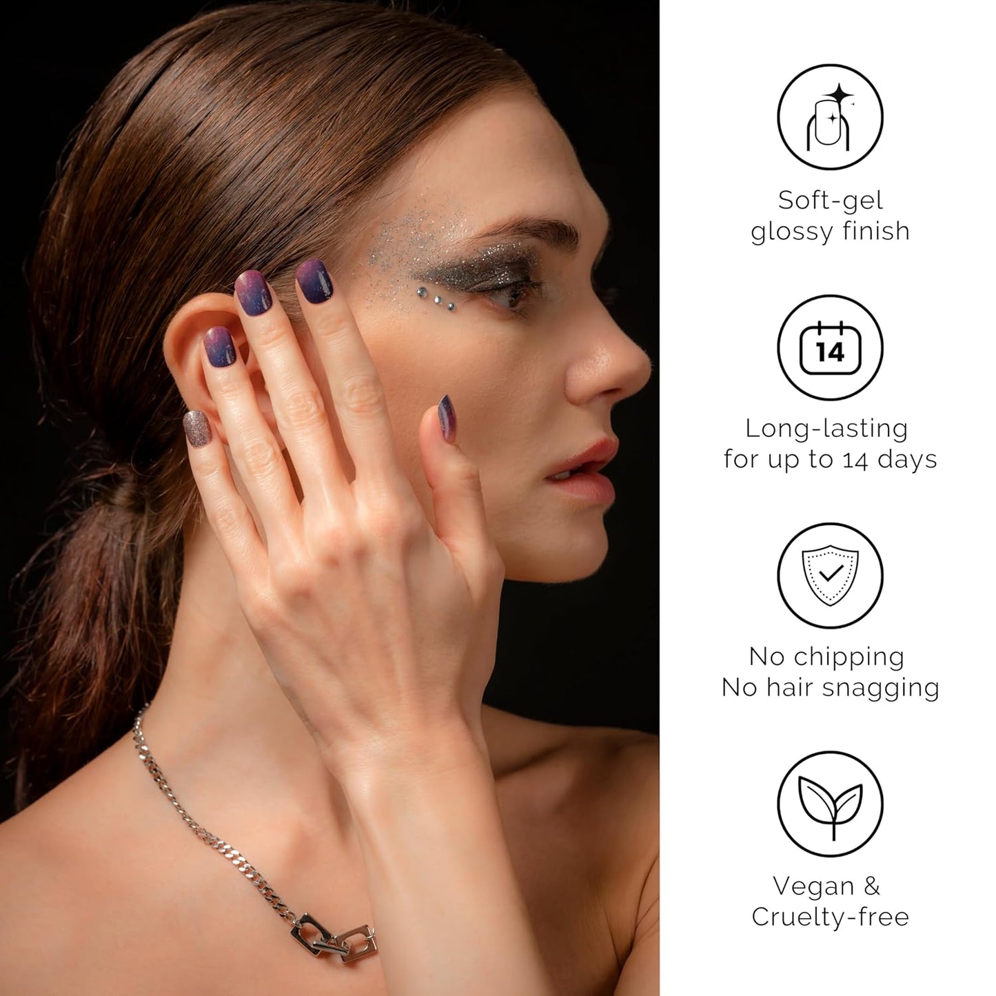 NAILOG Semi Cured Gel Nail Strips 34 pcs| Buy 2 Get 1 UV Lamp | Long Lasting Nail Polish Sticker Wraps with Glossy Gel Finish, Milky Way