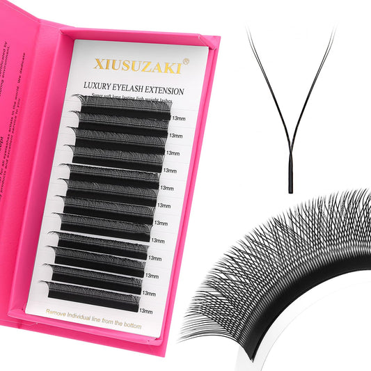 YY Lash Extensions Supplies Y Eyelash Extensions 0.05mm Thickness C Curl 10mm Premade Fans 4D Russian Volume Matte Black 12 Rows Crisscross Eye Lashes(YY-0.05-C,10mm)
