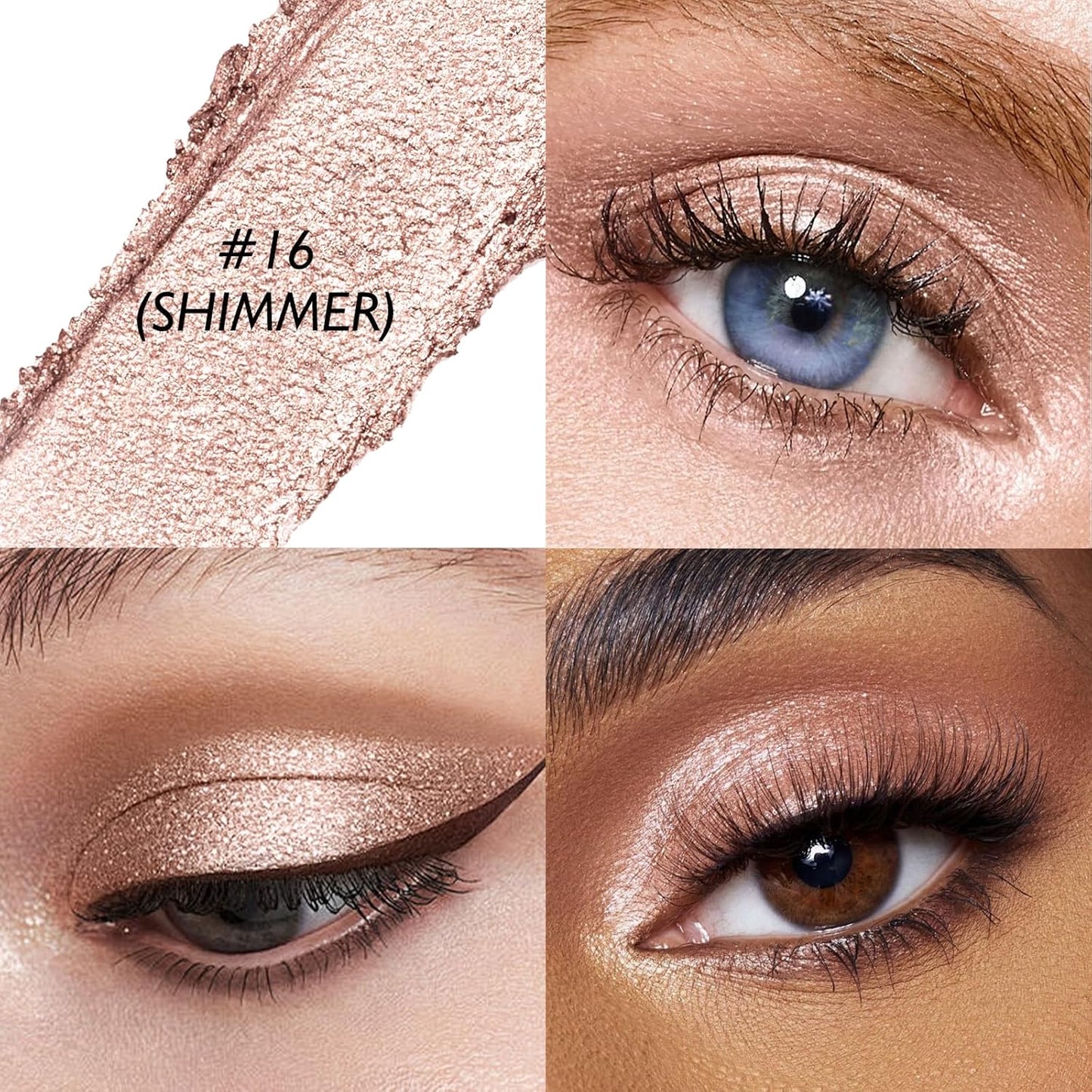 Champagne Pink Shimmer Eyeshadow Stick, Waterproof Cream Eye Shadow Pencil Long-Lasting Crease-Proof Glitter Eyeshadow Crayon Smooth High Pigmented Highlighter Neutral Eye Shadow Liner Makeup