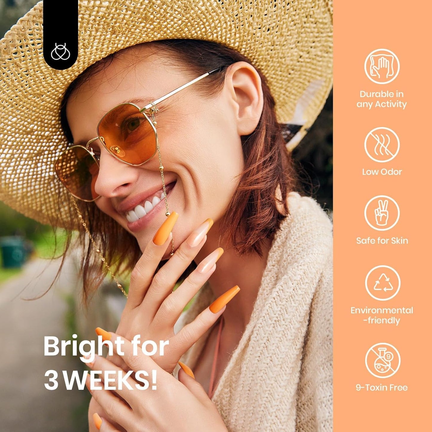 Beetles Burnt Orange Gel Nail Polish, 15Ml Light Persimmon Polish Orange Nail Polish Gel Tropical Soak Off Uv Led Nail Lamp Manicure Salon Diy at home Gift for Women