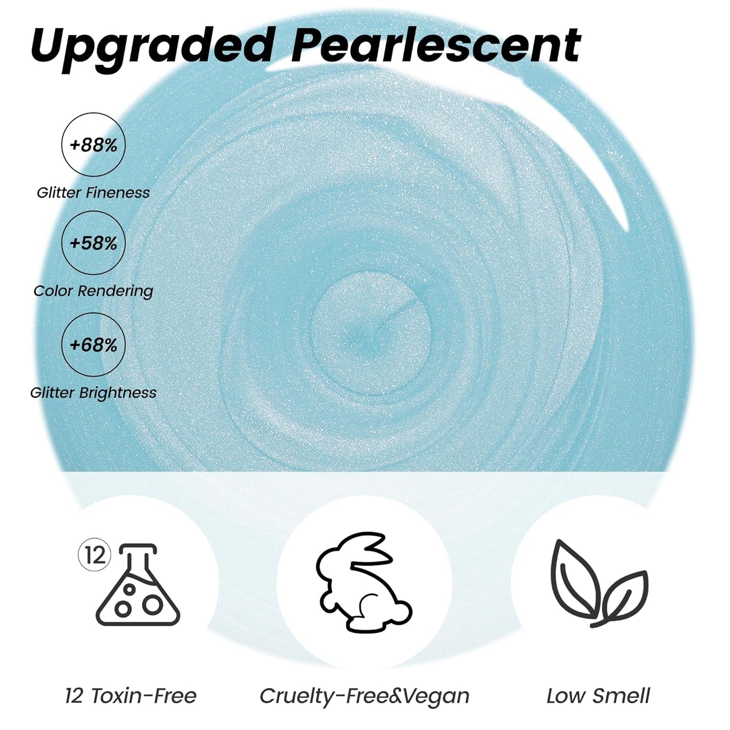 YTD Likomey Pearl Light Blue Glitter Gel Nail Polish,15ml Soak Off UV Nails Gel,Pearlescent Shimmer Shiny Sparkly Salon Home DIY UV Manicure Nail Art Varnish,SF437