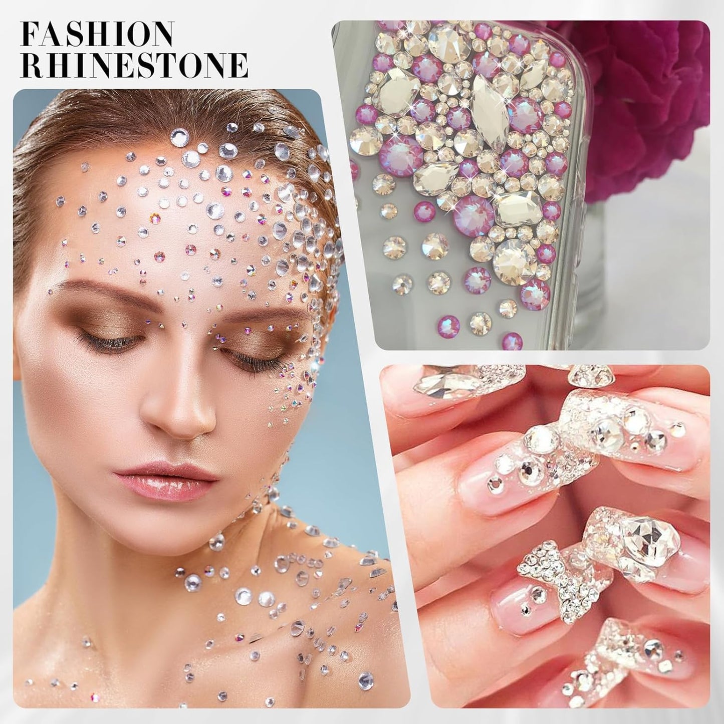 Novani 720pcs Clear Rhinestones Flat Back Round Rhinestone Style 2088 Sparkly Crystal Gemstones for Nail Art and Crafting,S16(3.8-4.0mm