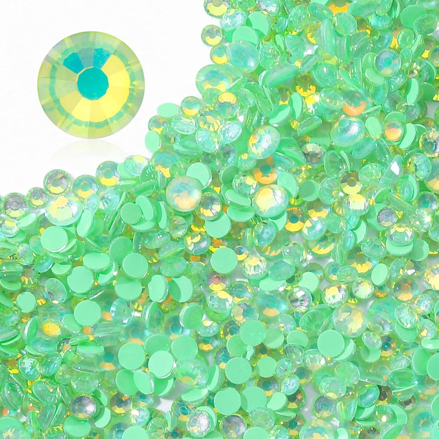 F Green Flatback Rhinestones, Glass Rhinestones for Nail Art and Craft, Glue Fix, Loose Crystal Gemstones(F Green, SS10, 1440pcs, 2.7-2.8mm)