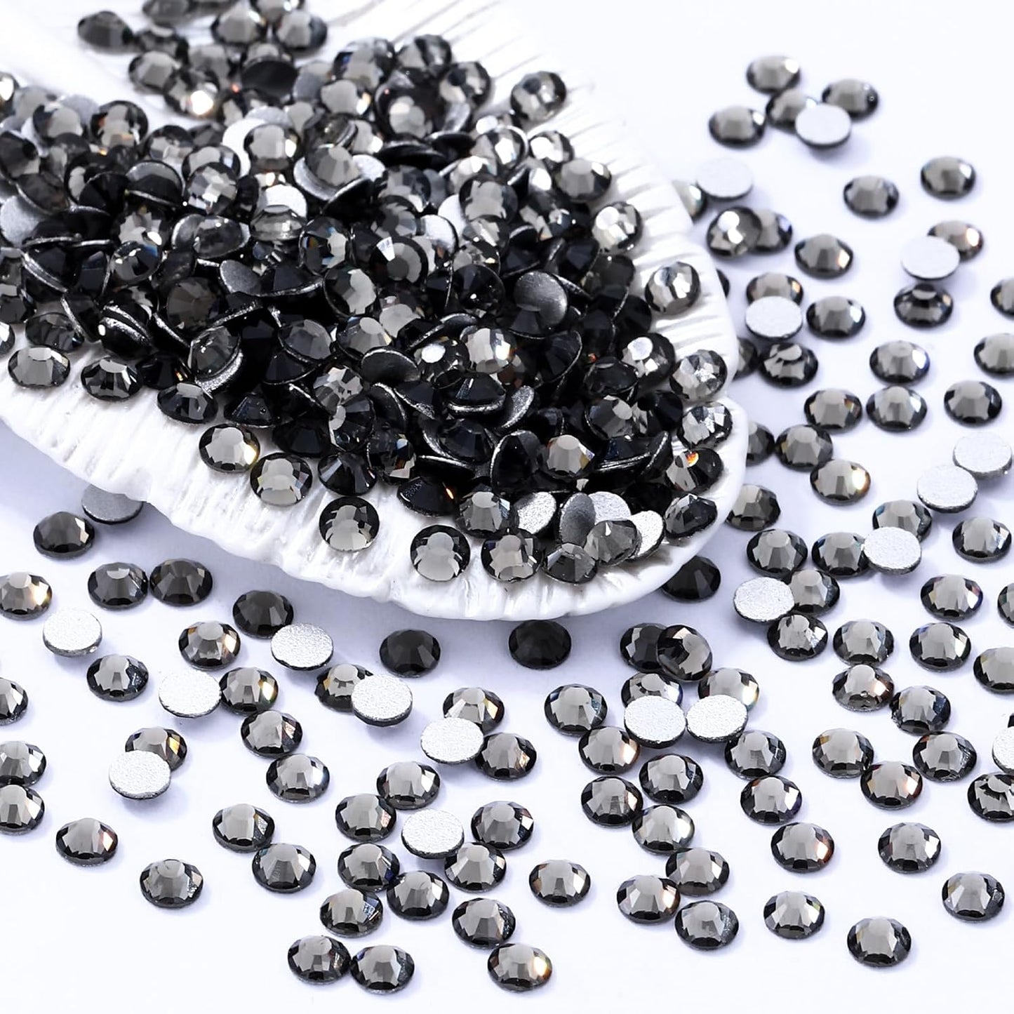 Gray Flatback Rhinestones, Glass Rhinestones for Nail Art and Craft, Glue Fix, Loose Crystal Gemstones(Gray, SS8, 1440pcs, 2.3-2.5mm)