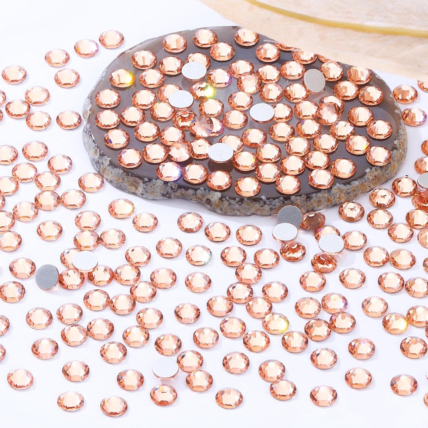 Champagne Flatback Rhinestones, Glass Rhinestones for Nail Art and Craft, Glue Fix, Loose Crystal Gemstones(Champagne, SS16, 2880pcs, 3.8-4.0mm)