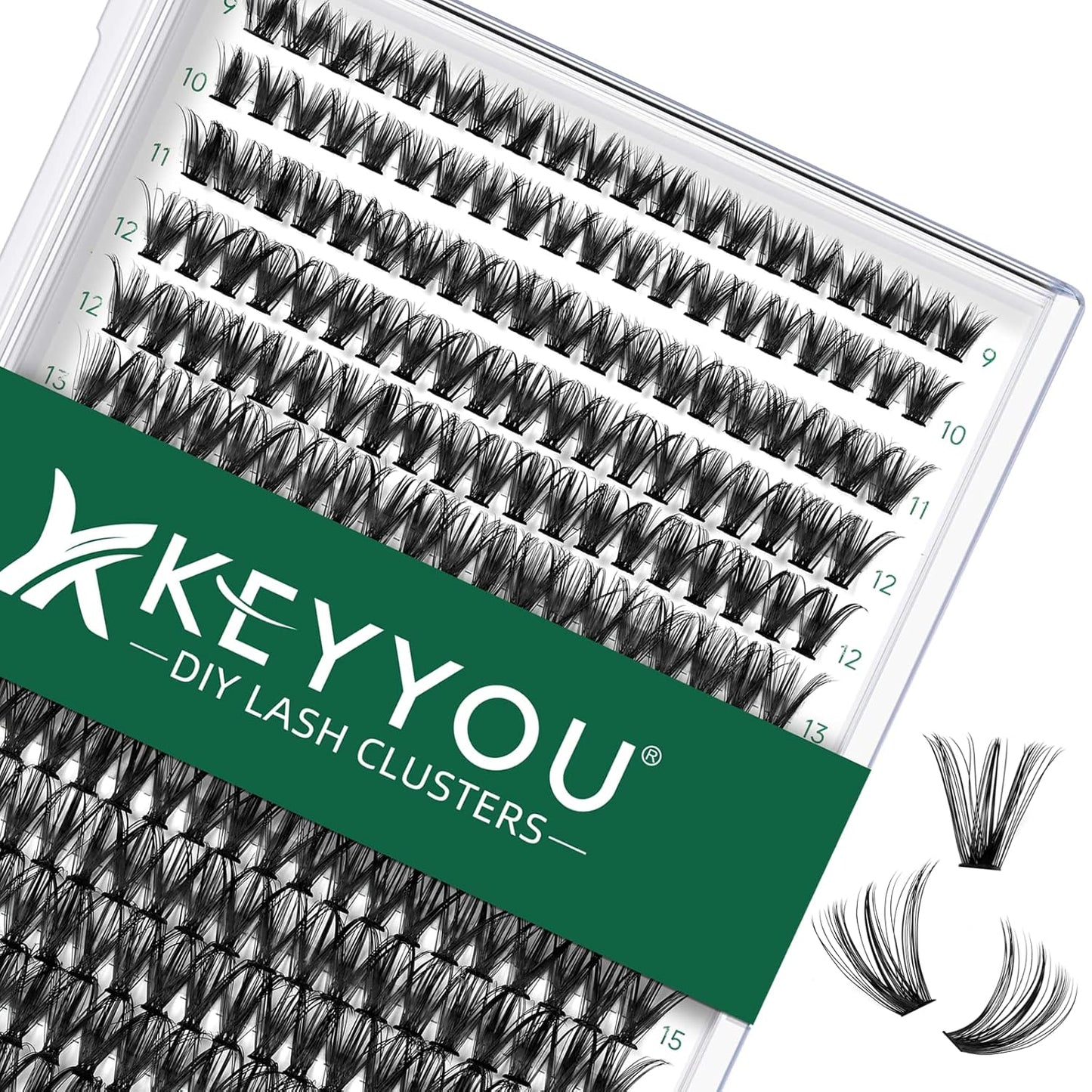 KEYYOU Lash Clusters 300pcs Individual Lashes 40D 0.07D Curl 9-18MIX DIY Eyelash Extension Large Tray Volume Soft&Natural Cluster Lashes(40D-0.07D,9-18MIX
