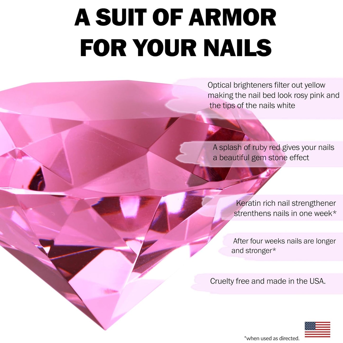 Perfect Formula Ruby Pink Gel Coat - Nail Strengthener, Keratin Nail Treatment, Gemstone Pink Gel Nail Polish - Nail Strengthener for Damaged Nails - Made In The USA .60 fl oz.