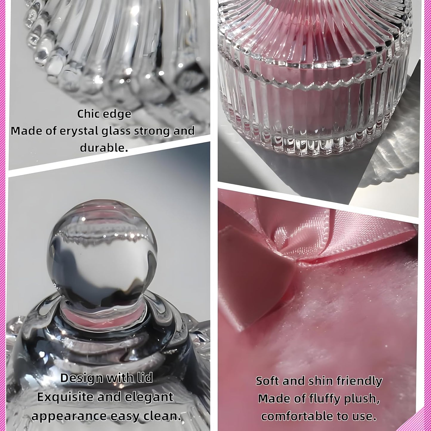 2 Pcs Large Body Powder Puff and Container Powder Container with Puff Powder Puff Crystal Container Soft Washable Reusable Velour Face Body Glitter Powder Puff Wet Dry Makeup (Pink)