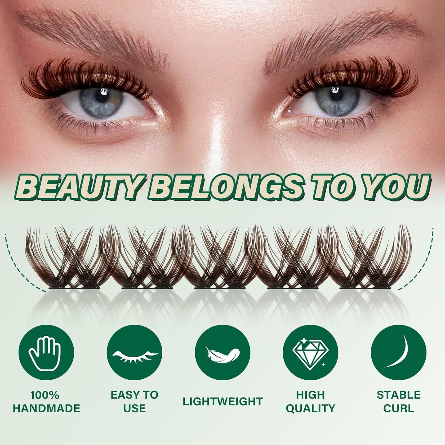 KEYYOU Brown Lash Clusters 144pcs Eyelash Clusters 8-18MIX D Curl Cluster Lashes Soft Wispy Lash Clusters Natural Look Brown DIY Lash Extension At Home(Brown02-D-8-18MIX)