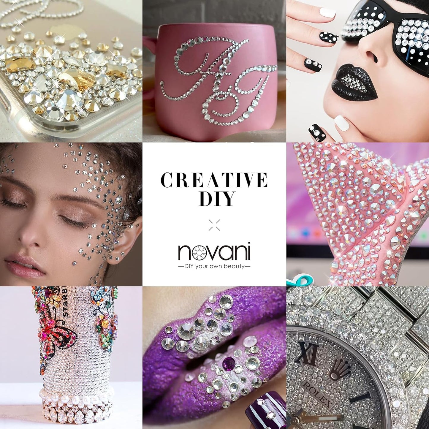 Novani 80pcs Clear Rhinestones Flat Back Round Rhinestone Style 2088 Sparkly Crystal Gemstones for Nail Art and Crafting,SS34(7.1-7.3mm