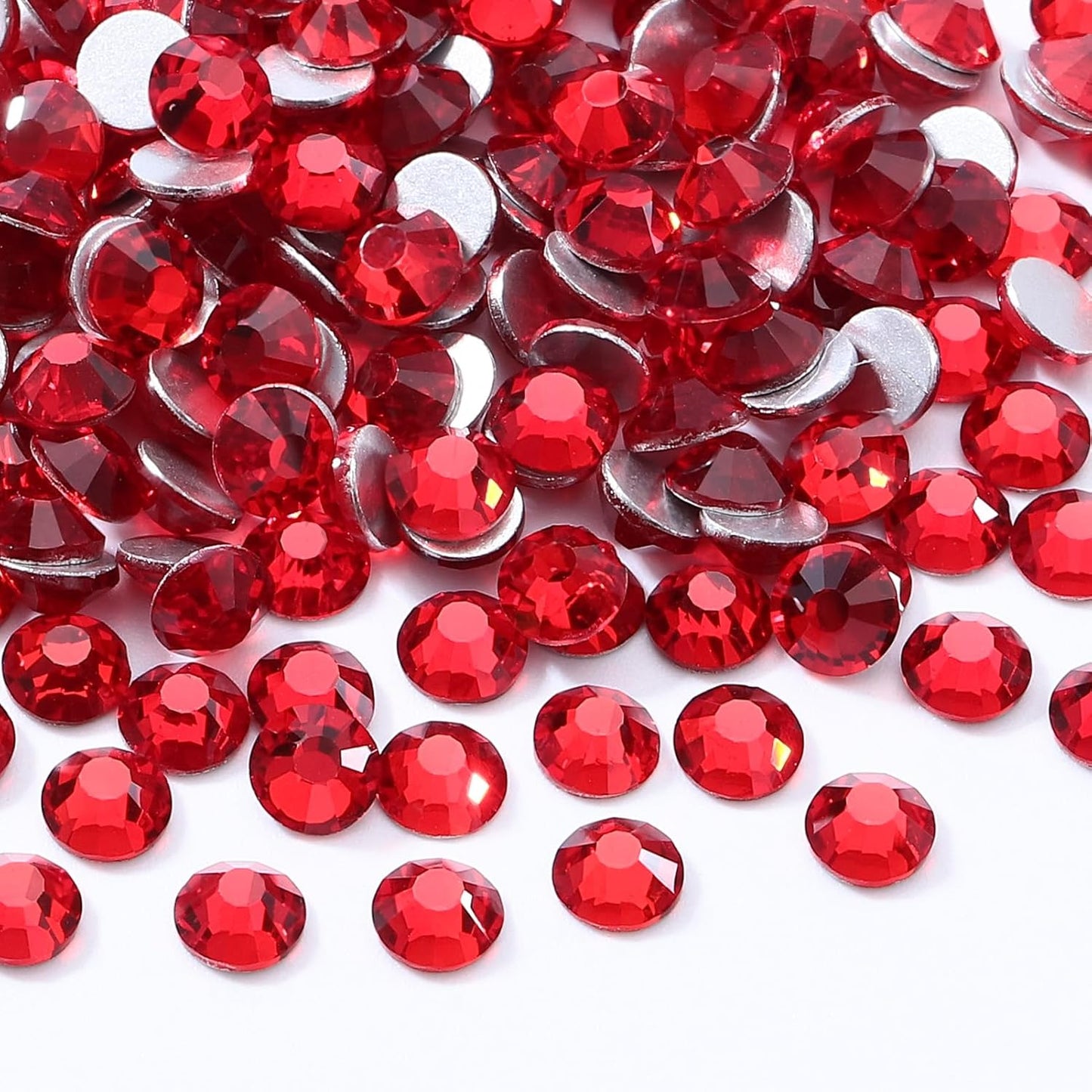Light Siam Flatback Rhinestones, Glass Rhinestones for Nail Art and Craft, Glue Fix, Loose Crystal Gemstones(Red, SS20, 1440pcs, 4.6-4.8mm)