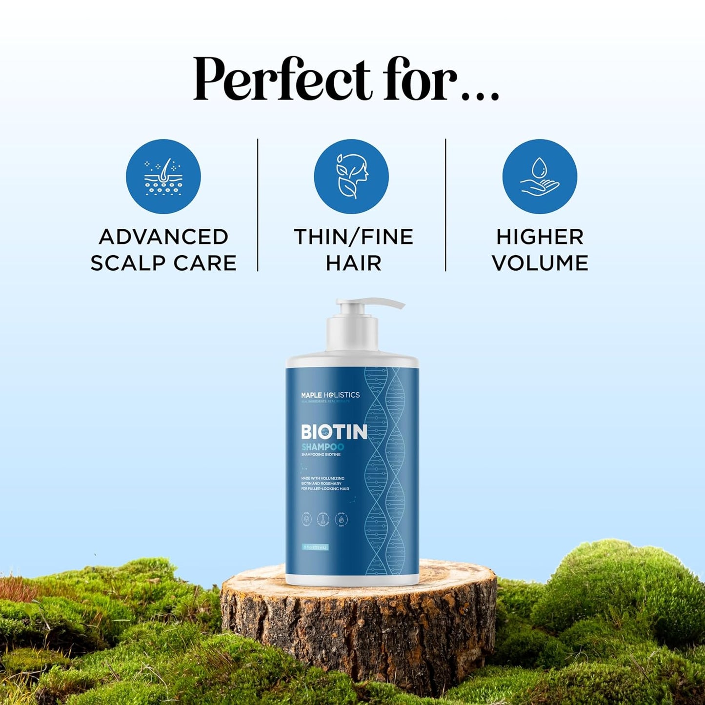 Rosemary and Biotin Shampoo for Thinning Hair - Vegan Volumizing Shampoo for Fine Hair with B Vitamins Argan Oil & Tea Tree Essential Oil - Paraben Silicone and Sulfate Free Vegan Formula (25 Fl Oz)