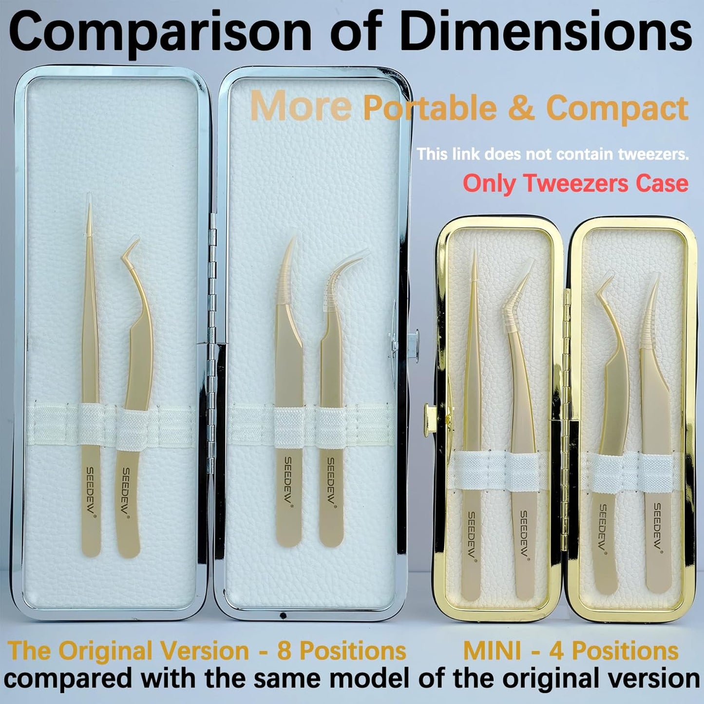 Lash Tweezers Organizer, Small Portable 4 Positions Soft PU Leather Rounded Corners, Eyelash Extension Tweezers Bag, Individual Storage Case Box for Tweezers, Slender Small Tools(White), White