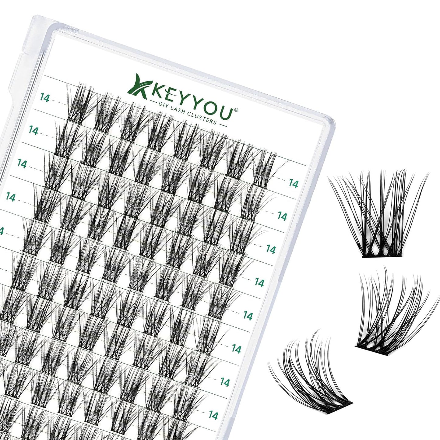 Lash Clusters 96pcs Individual Lashes D Curl 12mm Eyelash Clusters KEYYOU Volume Wispy Lash Extension Soft&Comfortable Easy DIY at Home(Y18,D-12mm)