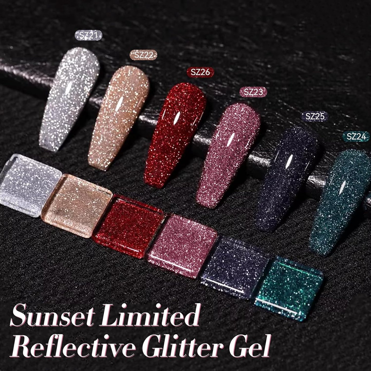 Born Pretty Reflective Glitter Gel Nail Polish, 6 Colors Holographic Gel Polish Long Lasting Sparkly Shiny Nail Polish U V Set for Manicure and Nail Art, DIY at Home, Salon-Quality 7ml