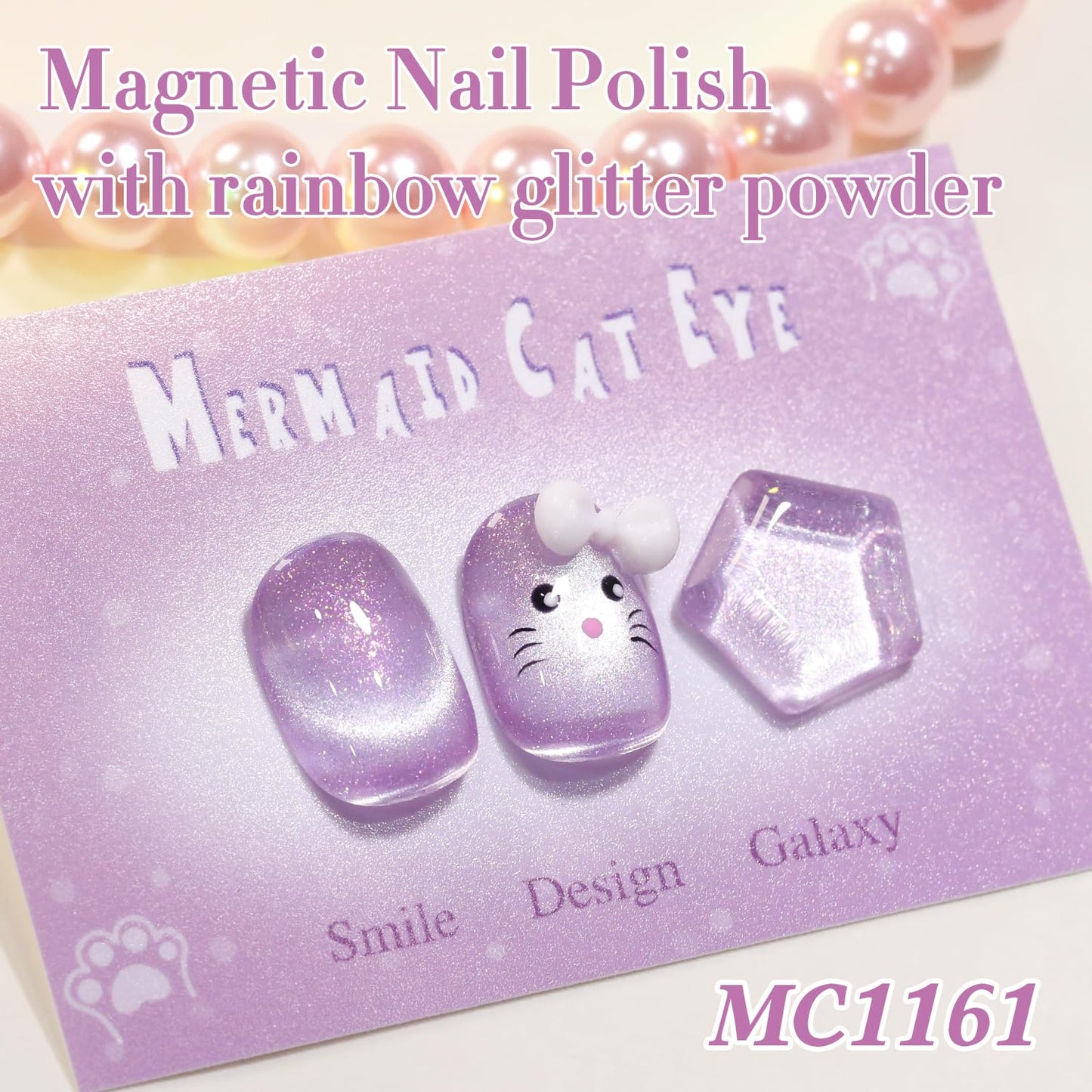 Double Rhythm 0.5 Oz Cat Eye Gel Polish with Magnet Same Color Same Bottle Holographic Glitter Shimmer Translucent Color Salon 15 ML Magnetic Nail Art (Mauve Purple-MC1161)