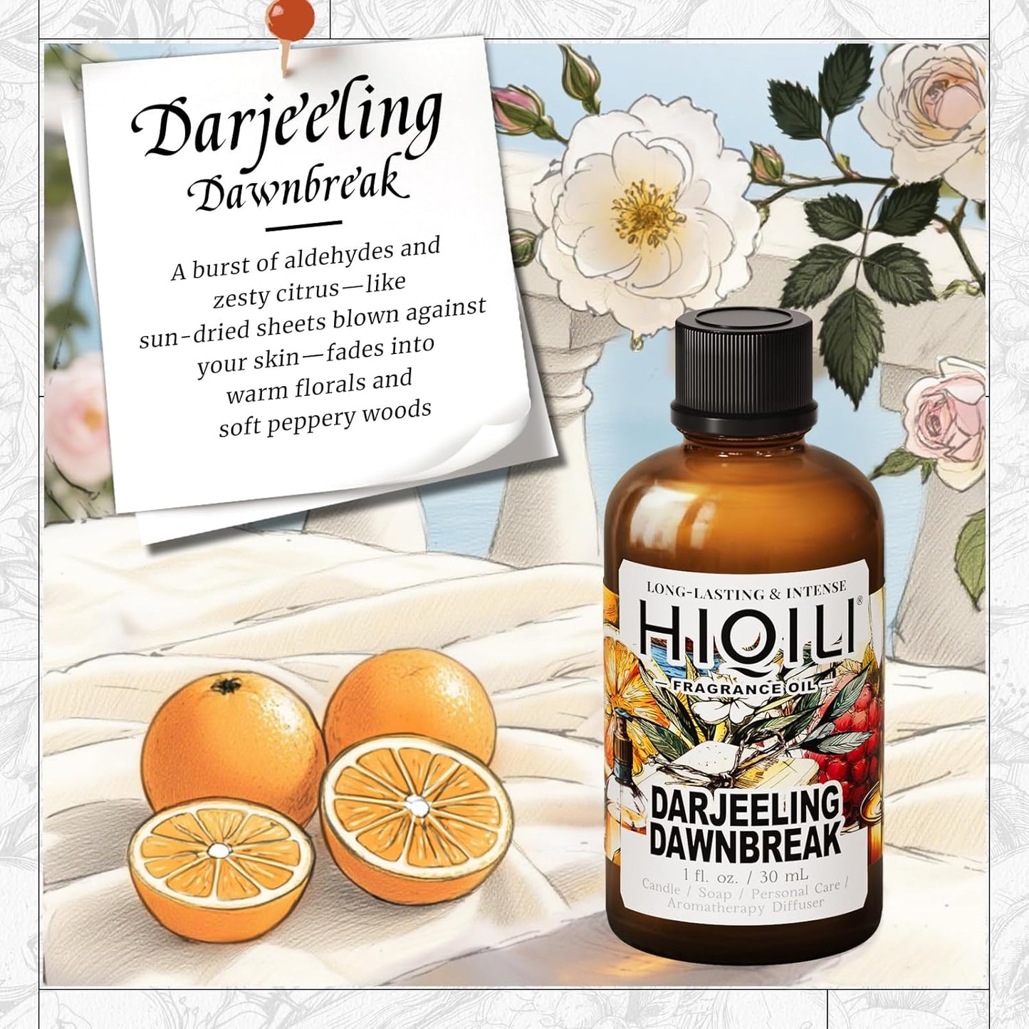 HIQILI Darjeeling Dawnbreak Fragrance Oil for Diffuser, Inspired by B.gari Pr-Homme Eud-Tlette, Candle & Soap, Perfume & Linen Spray Making, Woody Scent, Long-Lasting Aroma - 1 Fl Oz - Pour Homme