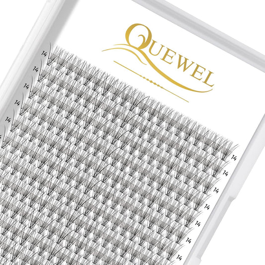 QUEWEL Cluster Lashes 240Pcs Individual Lashes 10D 0.10C Curl 14mm Knot-Free Lash Extensions Clusters Lashes Soft&Natural False Eyelashes Individual DIY Eyelash Extension at Home(10D 0.10C 14)