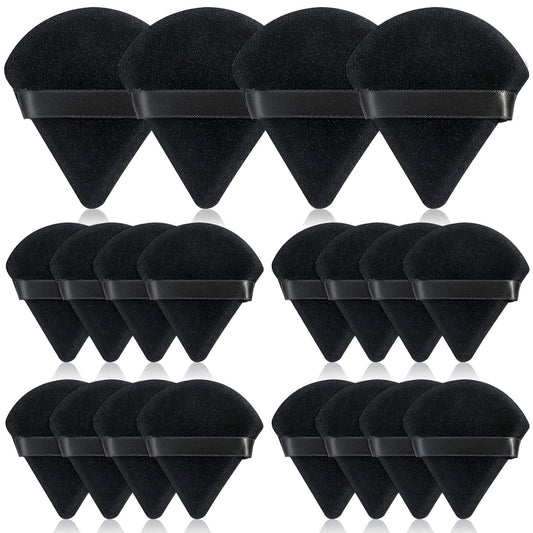 Thrilez 20pcs Triangle Powder Puff, Loose Powder Puffs Makeup Puff for Face Powder, Setting Powder Puff for Make Up, Face Puff Pads for Press Powder, Sponge Powder Applicator for Face and Eye (Black)