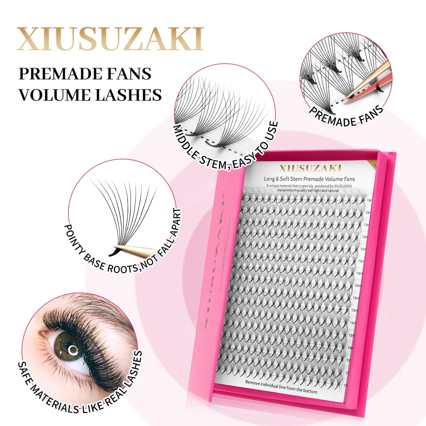 Premade Fans Eyelash Extensions 14D Volume Lash Extensions 0.07 Thickness Eyelash Extension D Curl Premade Lash Fans Mix 9-16mm Fluffy Soft Handmade Lash Fan(14D-0.07-D,9-16mm)