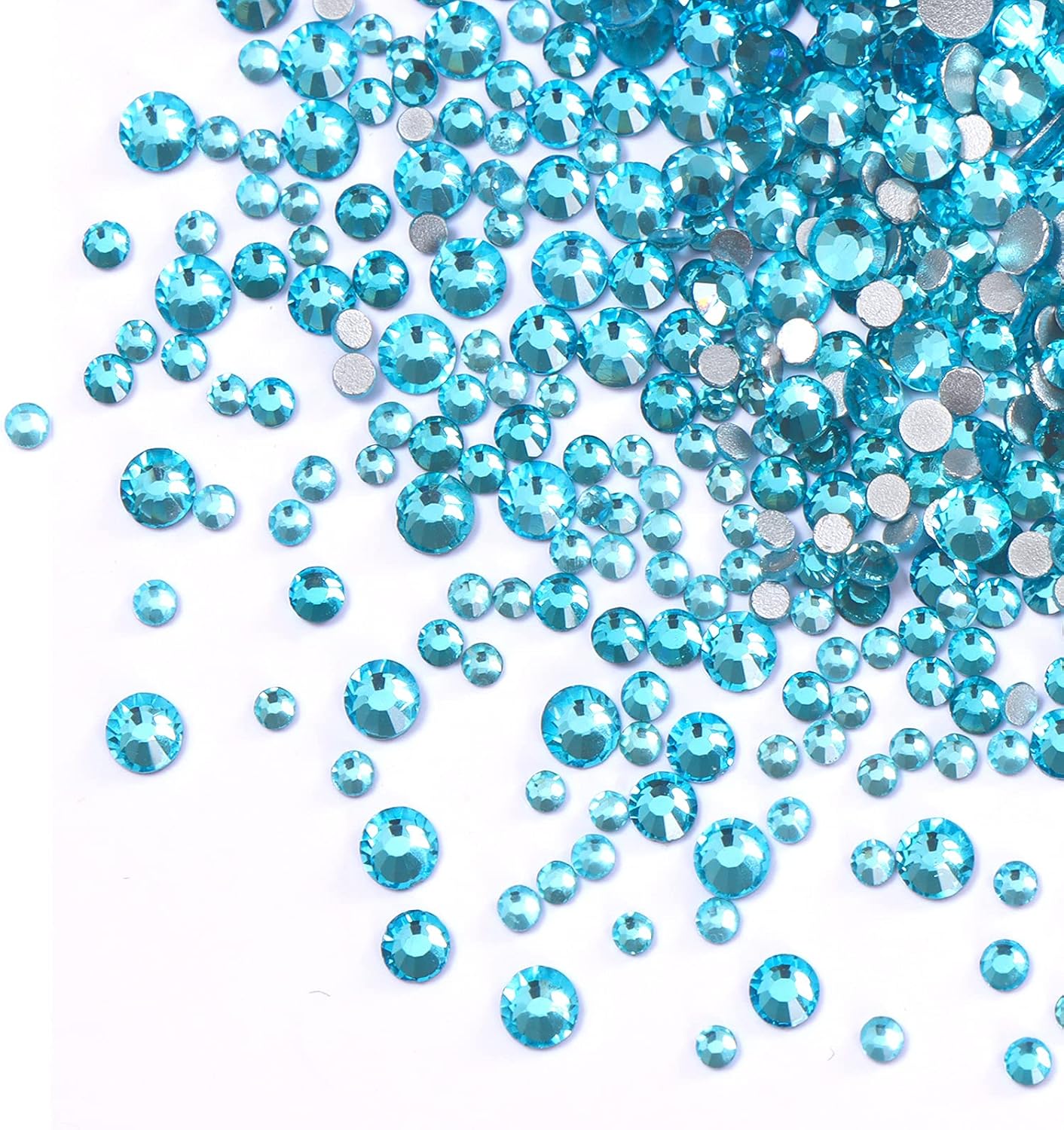 3456pcs Flatback Rhinestones Glass Charms Diamantes Gems Stones for Nail Art 6 Size ss4~ss12 Aquamarine