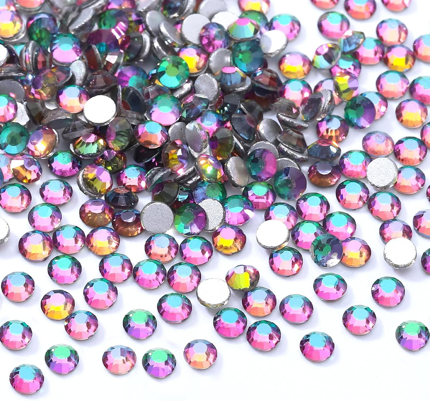 Green Volcano Flatback Rhinestones, Glass Rhinestones for Nail Art and Craft, Glue Fix, Loose Crystal Gemstones(Green Volcano, SS6, 1440pcs, 1.9-2.0mm)