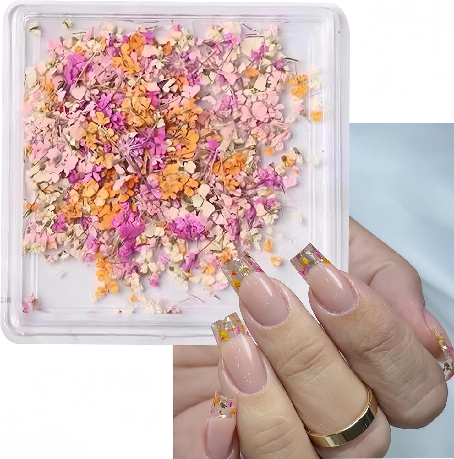 1 Boxes Dried Flowers for Nail Art,Colorful Dry Flowers Mini Real Natural Flowers Nail Stickers DIY Mini Mix Flower Petals Nail Art Supplies for Summer Acrylic Nails Design Manicure Accessories