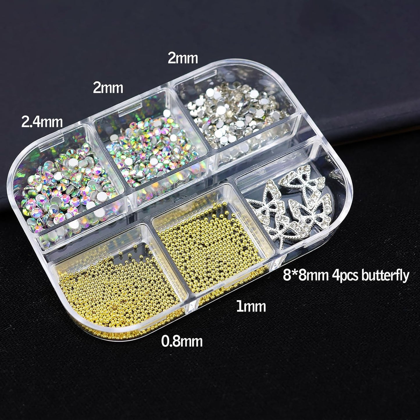 3D Pink Pastel Acrylic Flower Nail Charms - Mixed Rhinestones Kit with Gold Caviar Beads & Crystal AB Color Gems