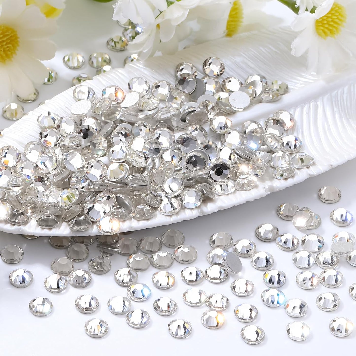 Crystal Clear Flatback Rhinestones, Glass Rhinestones for Nail Art and Craft, Glue Fix, Loose Crystal Gemstones(Crystal, SS20, 1440pcs, 4.6-4.8mm)