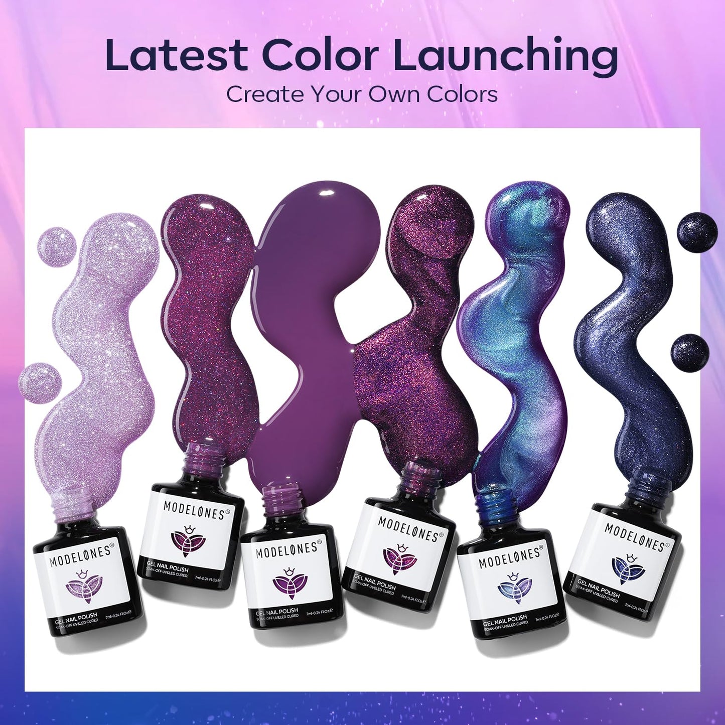 modelones Gel Nail Polish Set, 6 Colors Fall Winter Purple-Red/Black/Blue Sparkle Chameleon Glitter Gel Polish Purple-Black Color Changing 9D Cat Eye Nail Polish With Magnet LED Nail Art DIY Gift