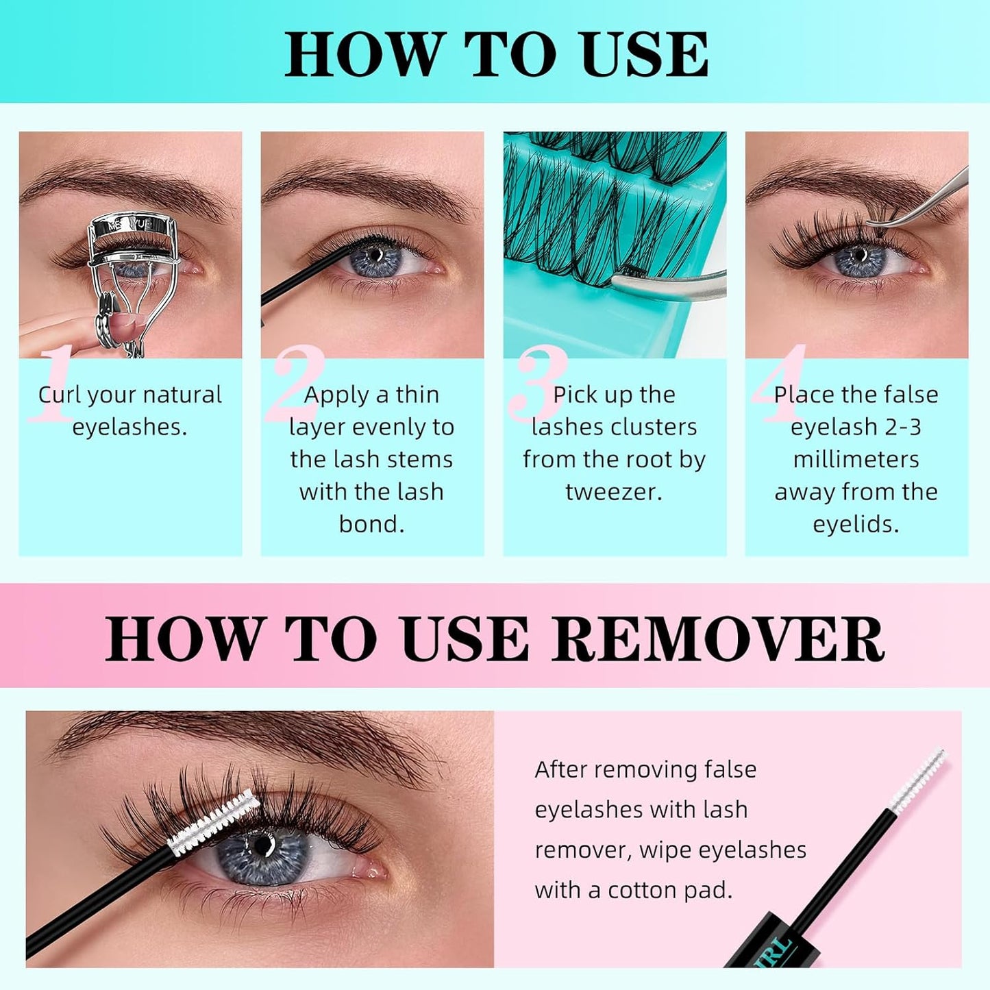 Lash Clusters Kit 200PCS 30D Eyelash Extension Kit D Curl Wispy Eyelash Clusters DIY Natural Individual Lashes Kits Lashes Extensions Kit with Lash Bond and Remover Eyelash Tweezer at Home