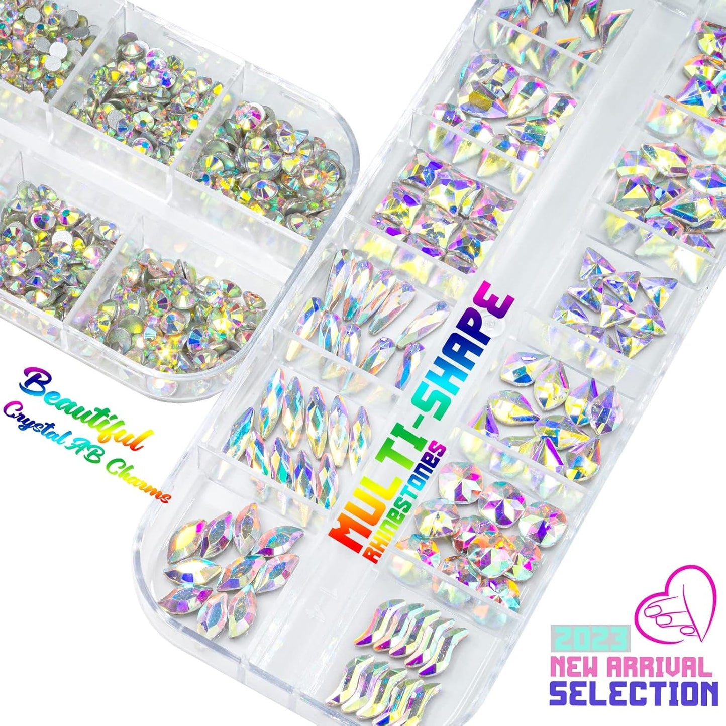 4080Pcs Crystal AB Nail Rhinestones Multi Shapes Flatback Crystal White AB Gems Round Beads K9 Glass Stones Diamonds jewels Nail Art Supplies Nail Charms for Nails Faces Eyes Makeup DIY Crafts