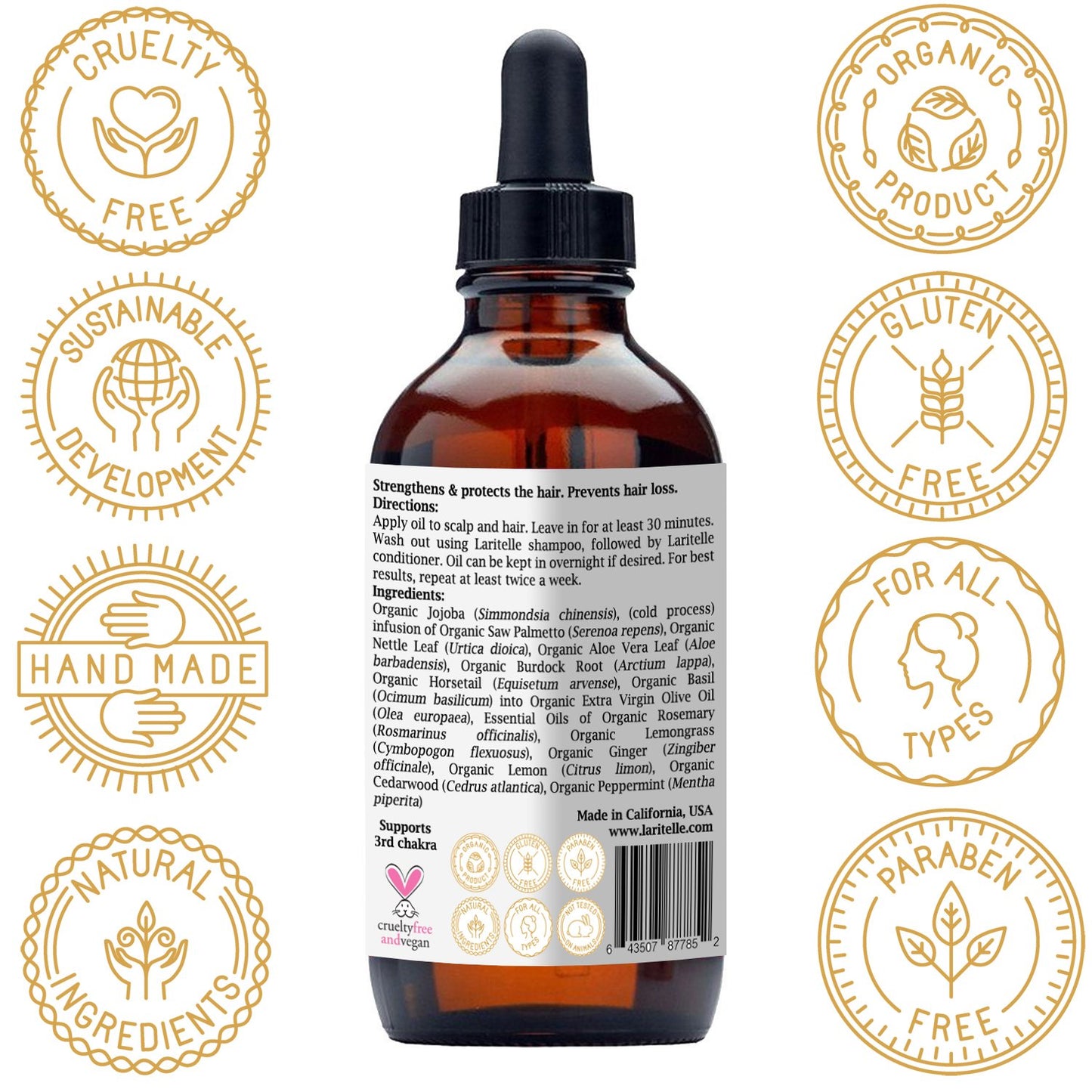 Organic Hair Loss Prevention for Men & Women 4 oz | Prevents Hair Shedding, Promotes New Healthy Hair Growth & Scalp Health | Rosemary, Lemongrass, Ginger & Cedarwood | GMO-free. Vegan