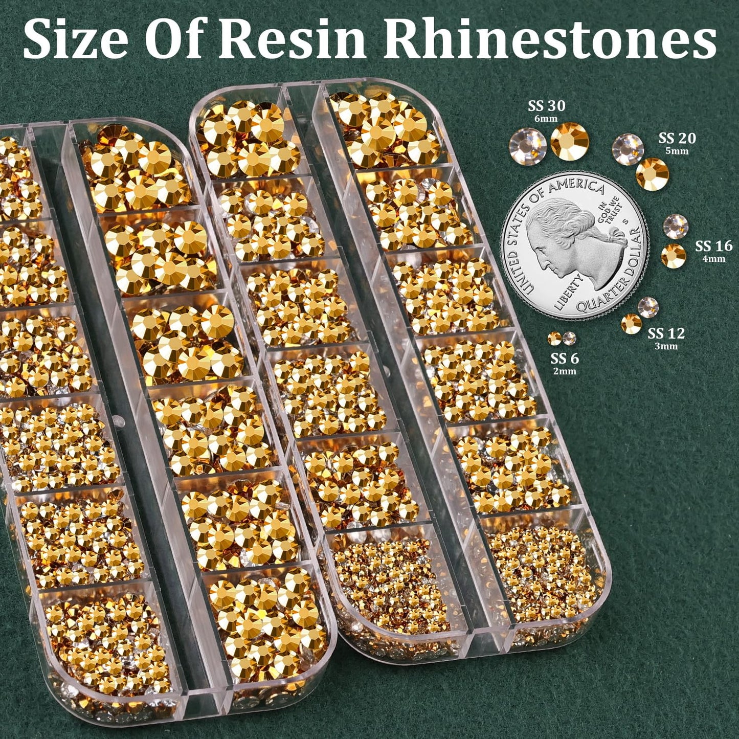 Resin Rhinestones for Crafting with B7000 Jewelry Glue, 2 Boxes Gold Flatback Crystals with 3Pcs 10ml Glue for Bedazzling Crafts DIY Nail Art Makeup，Non Hotfix Gems for Clothing Shoes