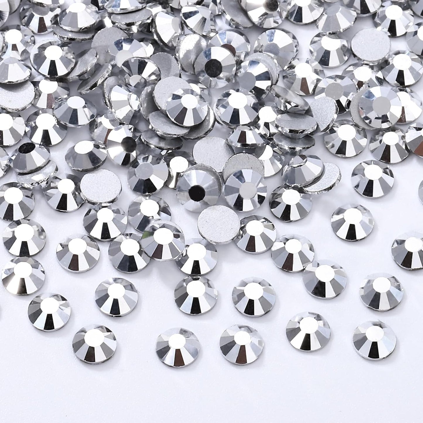 Silver Flatback Rhinestones, Glass Rhinestones for Nail Art and Craft, Glue Fix, Loose Crystal Gemstones(Silver, SS30, 576pcs, 6.4-6.6mm)