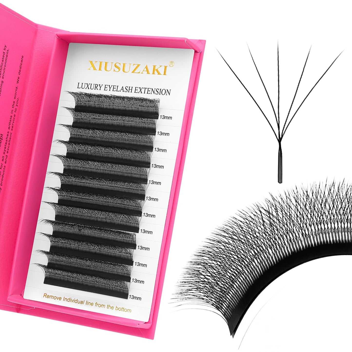 W Lash Extensions Supplies 5D Eyelash Extensions W Shape 0.07mm Thickness C Curl 12mm Premade Fans Easy Fan Lashes Volume Matte Black 12 Rows Crisscross Eye Lashes(W-5D-0.07-C,12mm)