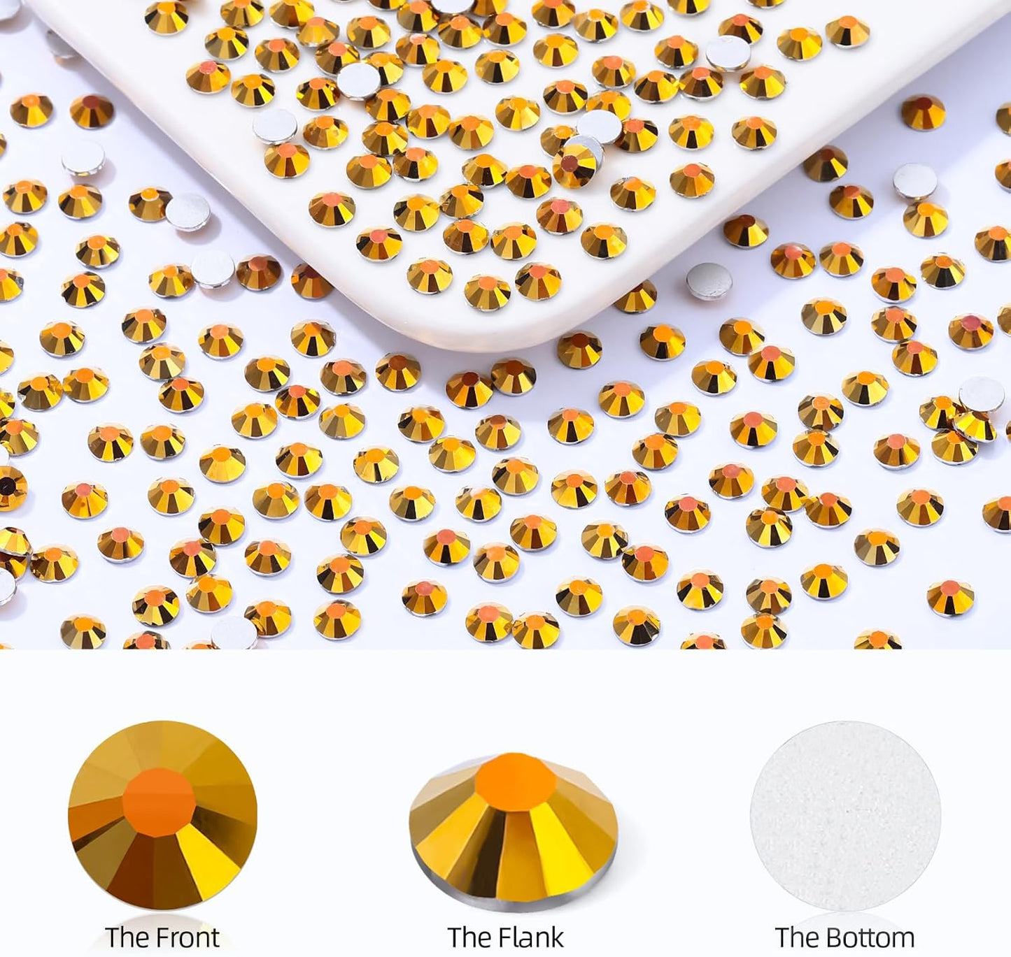 Gold Flatback Rhinestones, Glass Rhinestones for Nail Art and Craft, Glue Fix, Loose Crystal Gemstones(Gold, SS20, 2880pcs, 4.6-4.8mm)