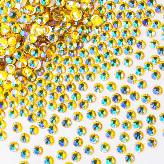 288Pcs Lemon Ab Crystal Rhinestones,Glass Flatback Rhinestones Gemstones for Nail Face Makeup Art Crafts Clothes Decoration -(SS30,6.5mm,Lemon Ab)
