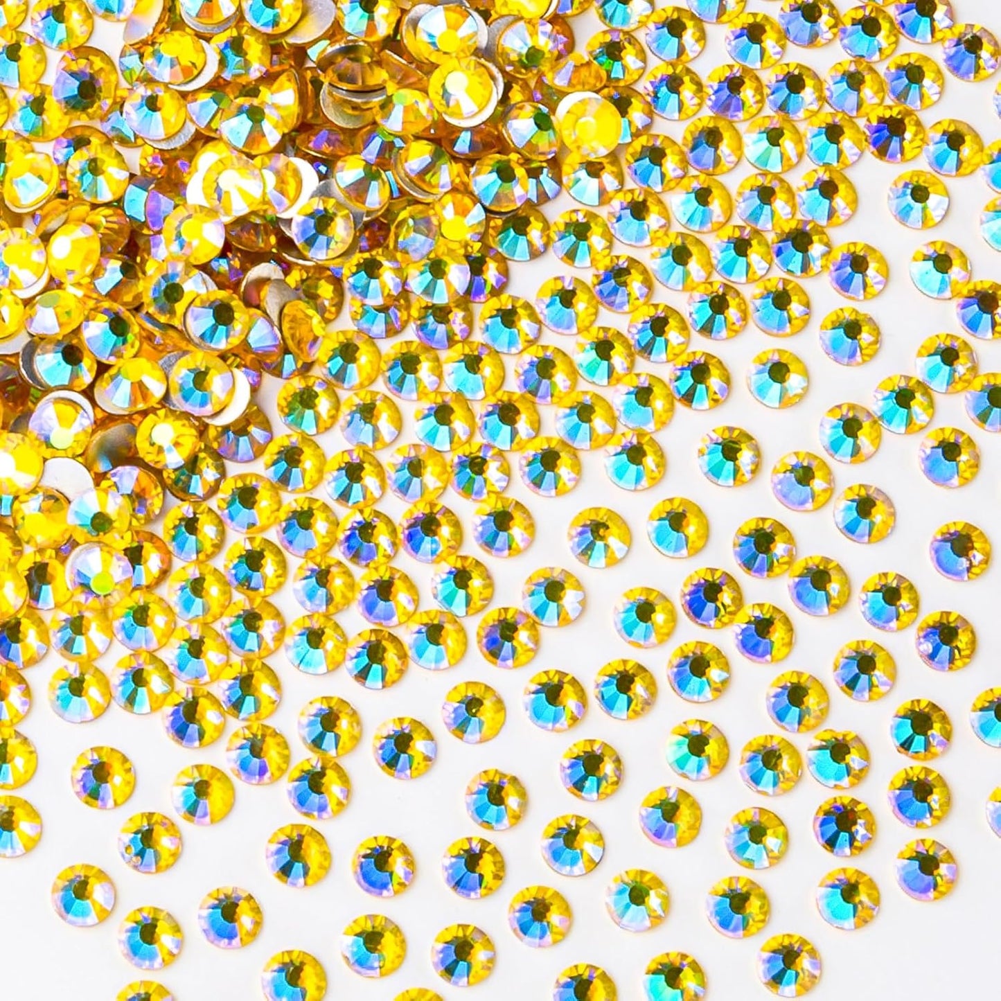 1440Pcs Lemon Ab Crystal Rhinestones,Glass Flatback Rhinestones Gemstones for Nail Face Makeup Art Crafts Clothes Decoration -(SS12,3.0mm,Lemon Ab)