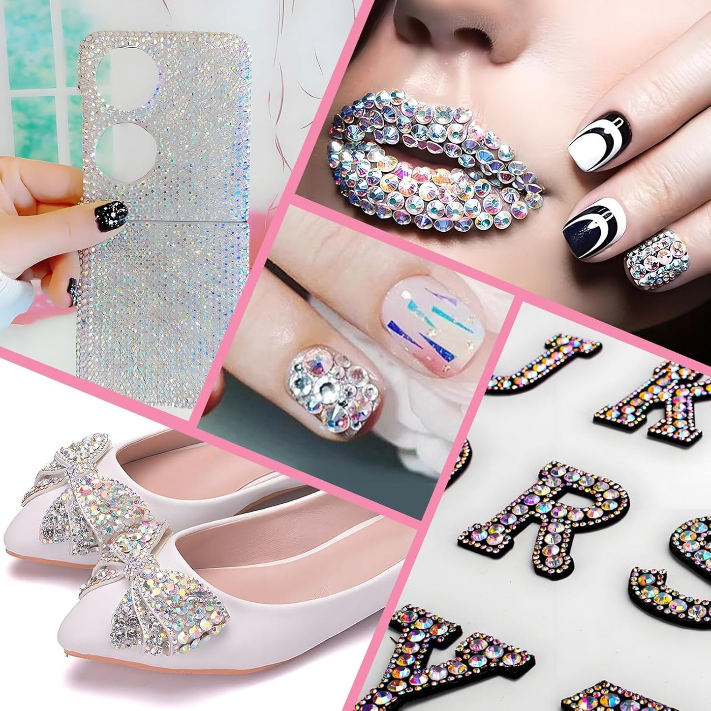 2000PCS SS16 Flatback Rhinestones | 12-Facet Diamond-Cut Glass Gems for Nail Art, Clothing, DIY Crafts |Glue-On Decoration Stones with Silver Backing(Transparent AB)